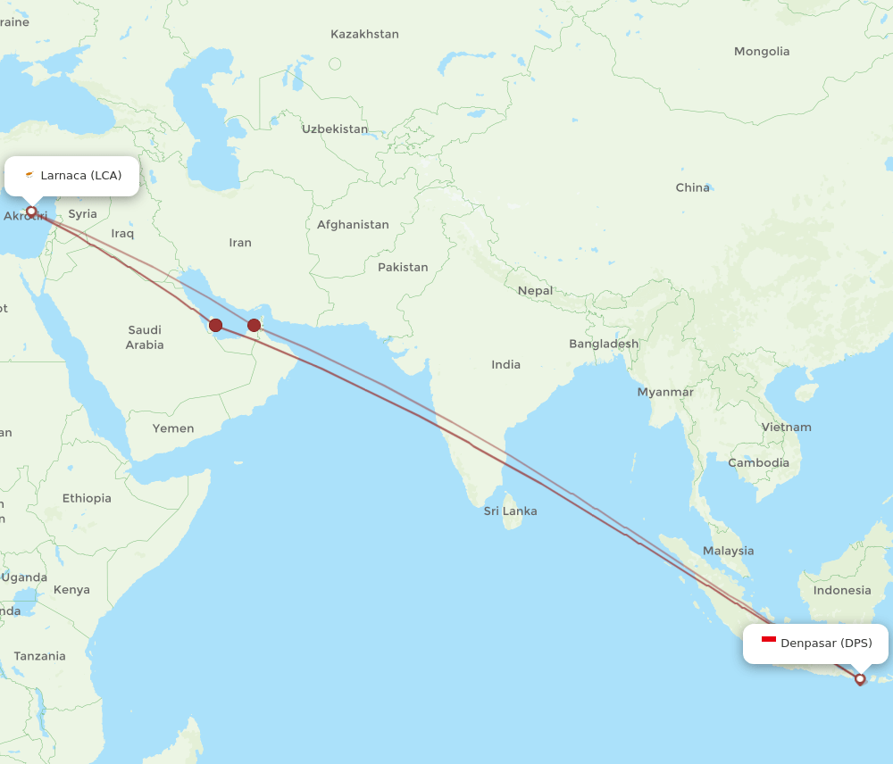 DPS-LCA flight routes