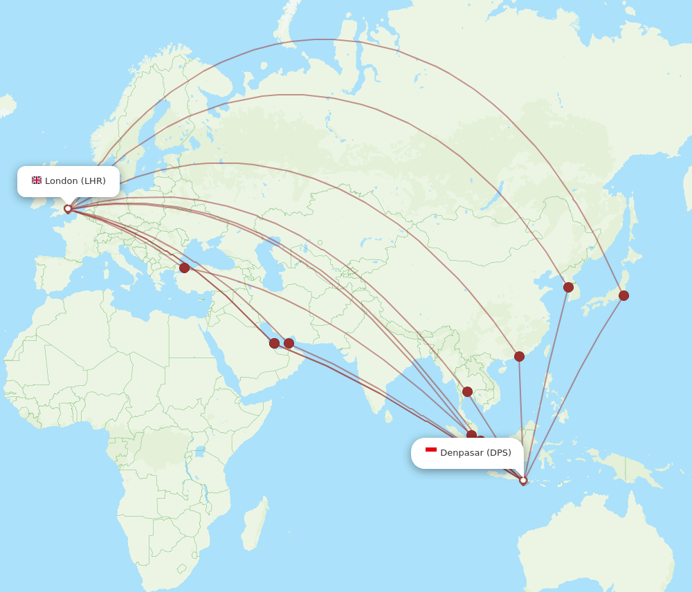 DPS-LHR flight routes