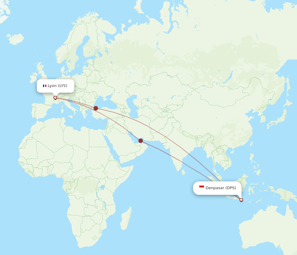 DPS-LYS flight routes