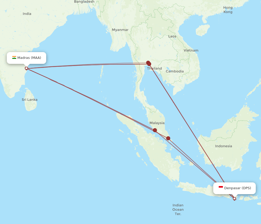 DPS-MAA flight routes