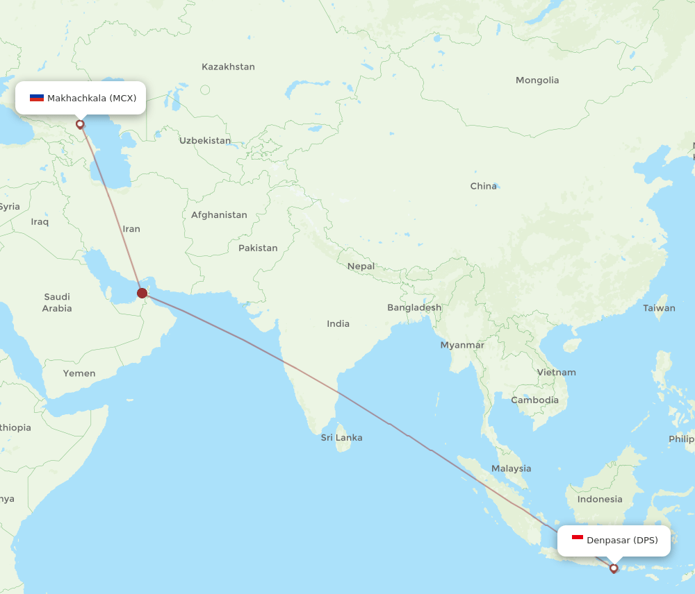 DPS to MCX flights and routes map