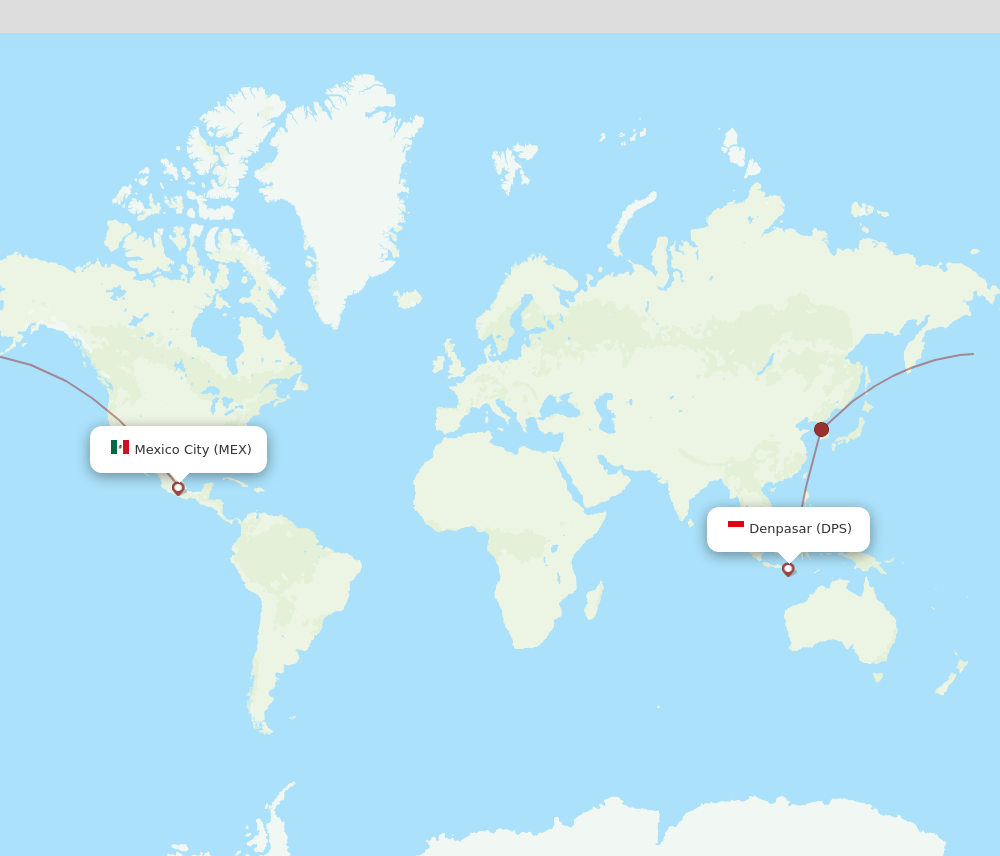 DPS to MEX flights and routes map