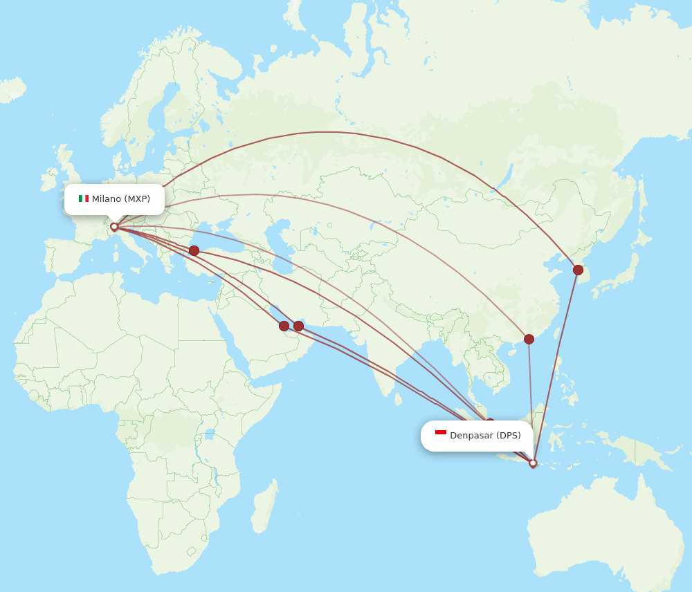 DPS to MXP flights and routes map