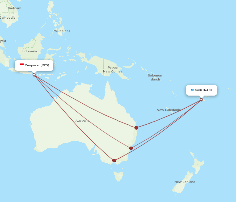 DPS to NAN flights and routes map