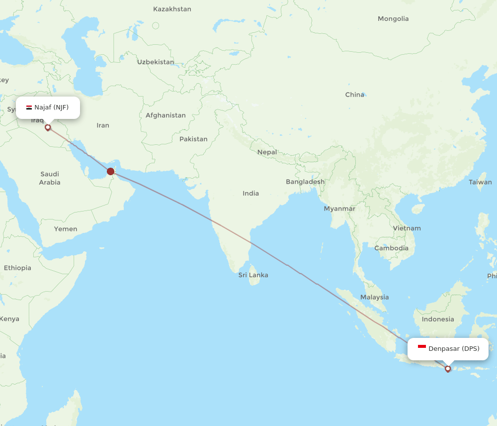 DPS-NJF flight routes