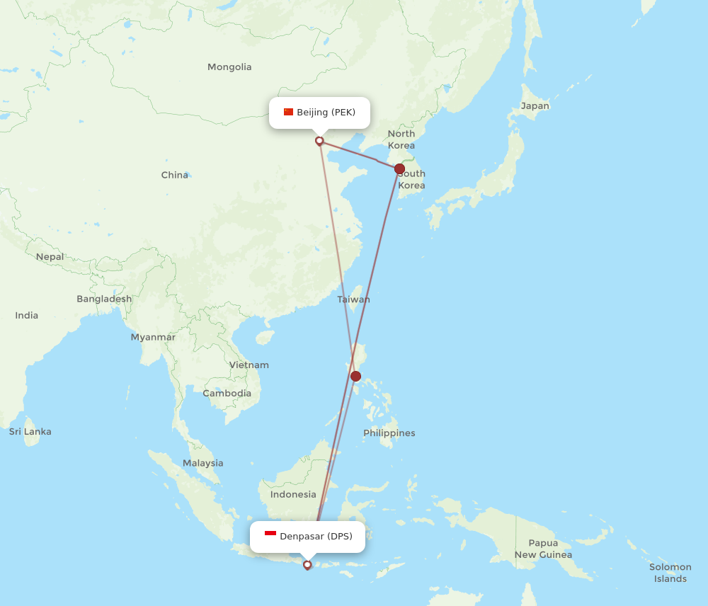 DPS to PEK flights and routes map