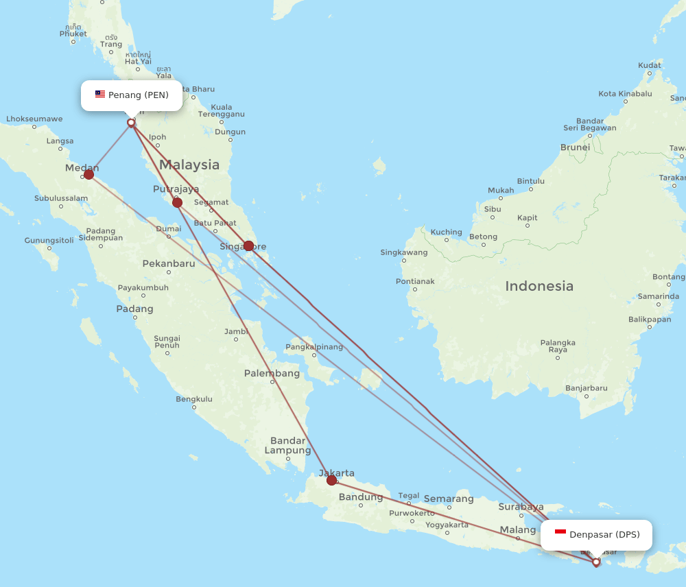 DPS to PEN flights and routes map