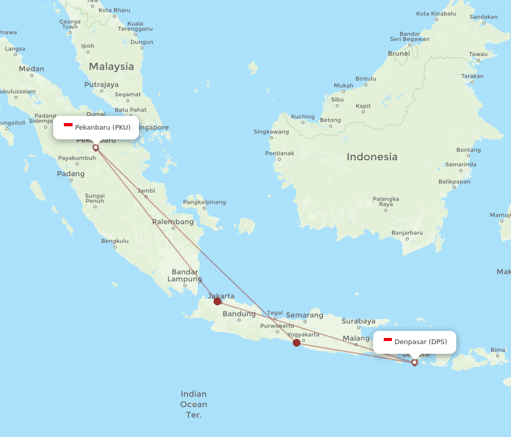 DPS-PKU flight routes