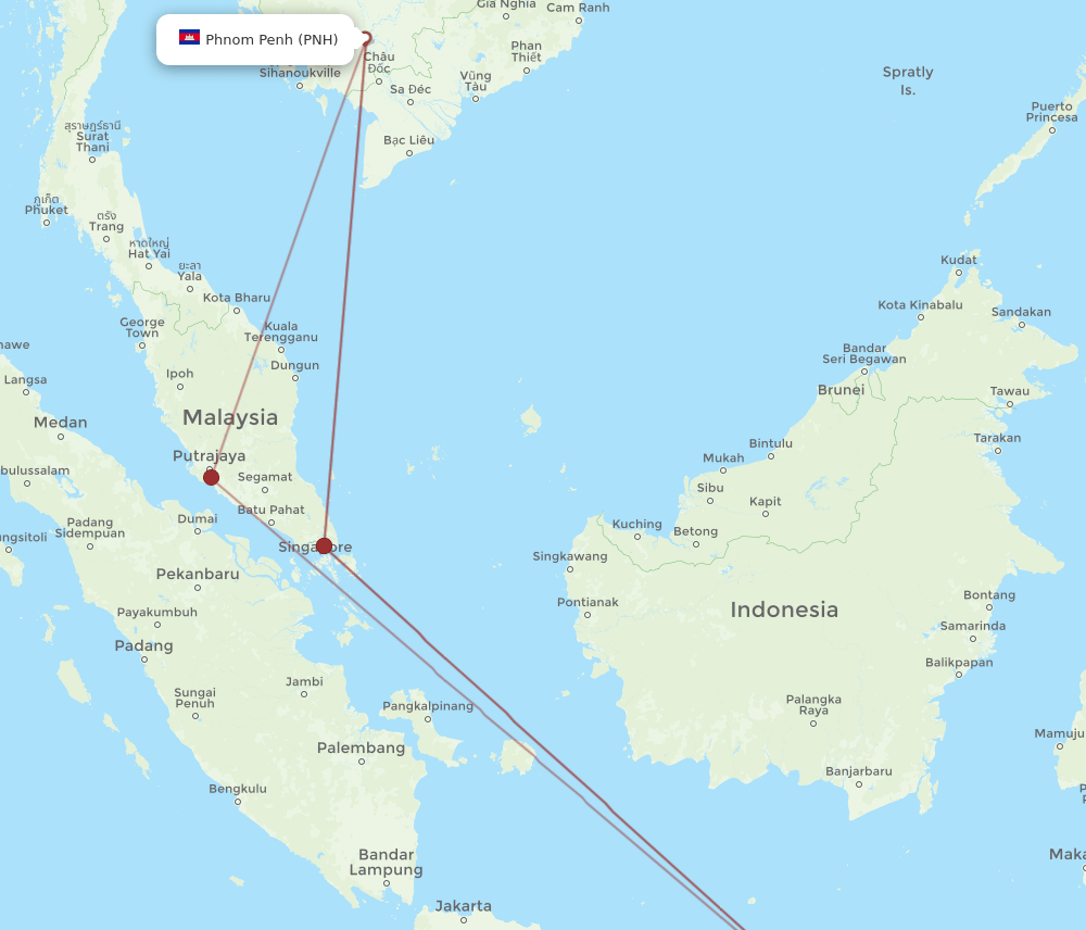 DPS to PNH flights and routes map