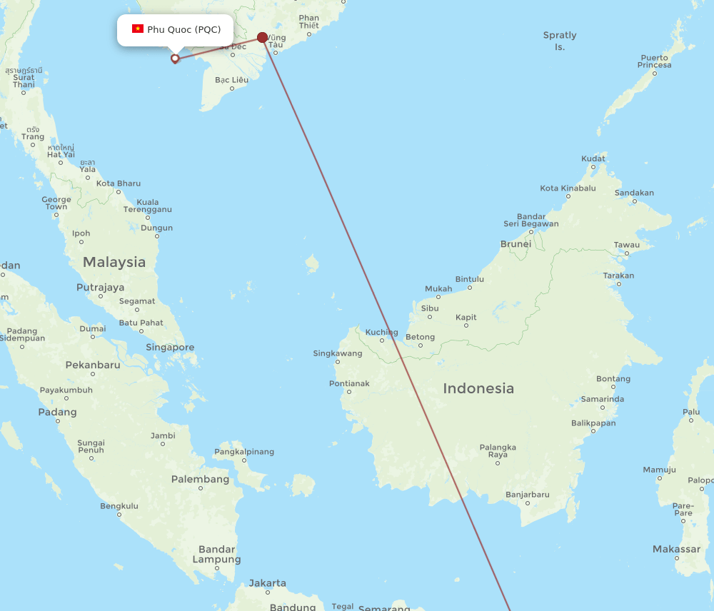 DPS to PQC flights and routes map