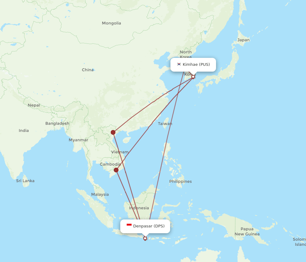 DPS-PUS flight routes