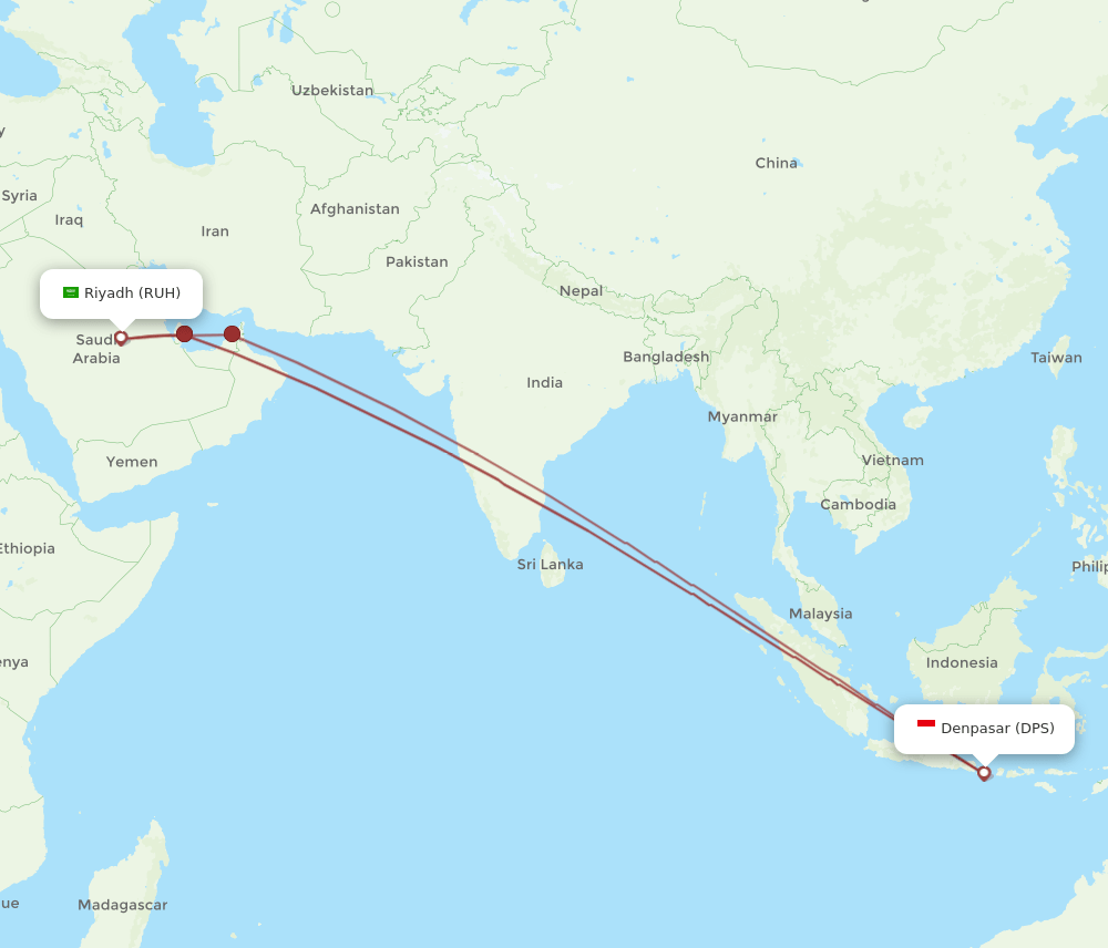 DPS-RUH flight routes