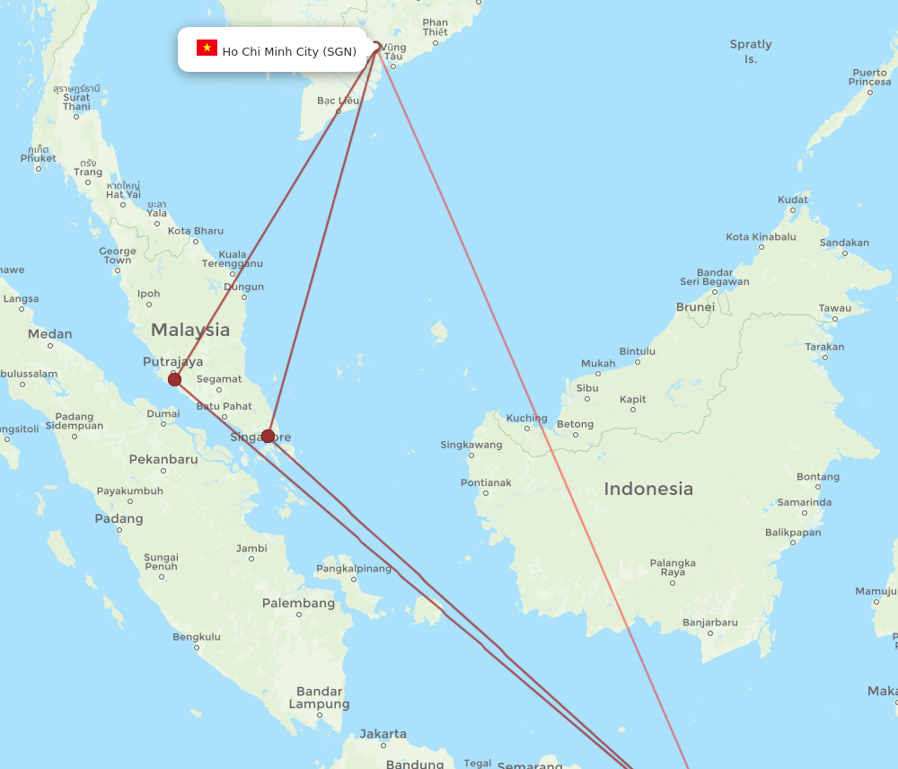 DPS to SGN flights and routes map