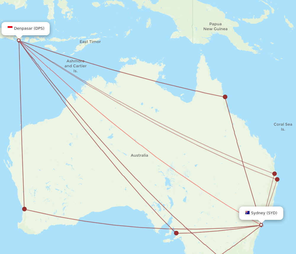 DPS-SYD flight routes