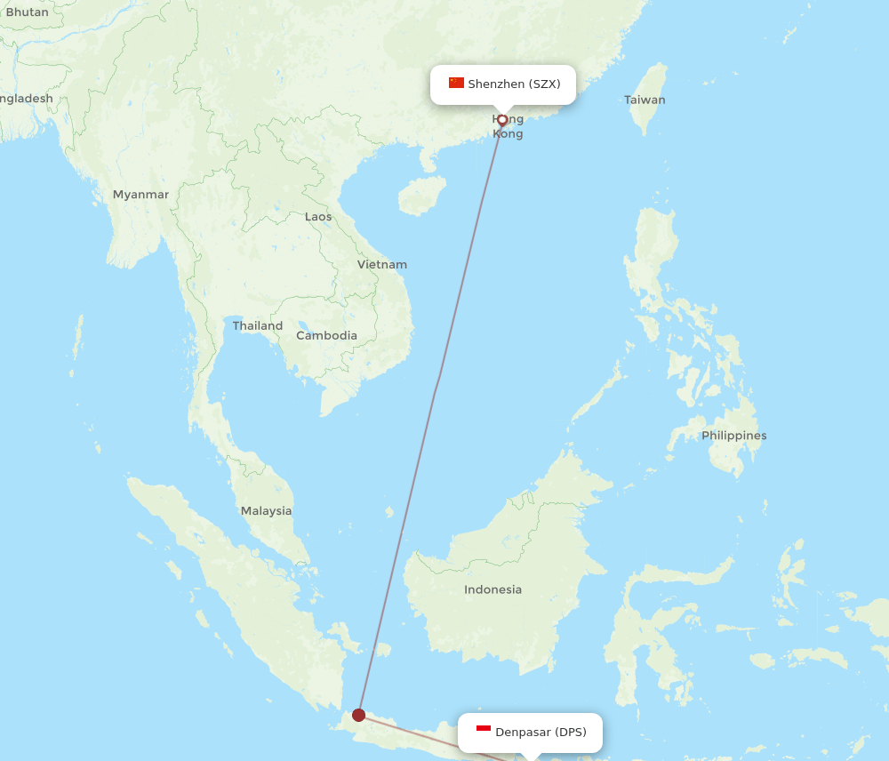 DPS-SZX flight routes