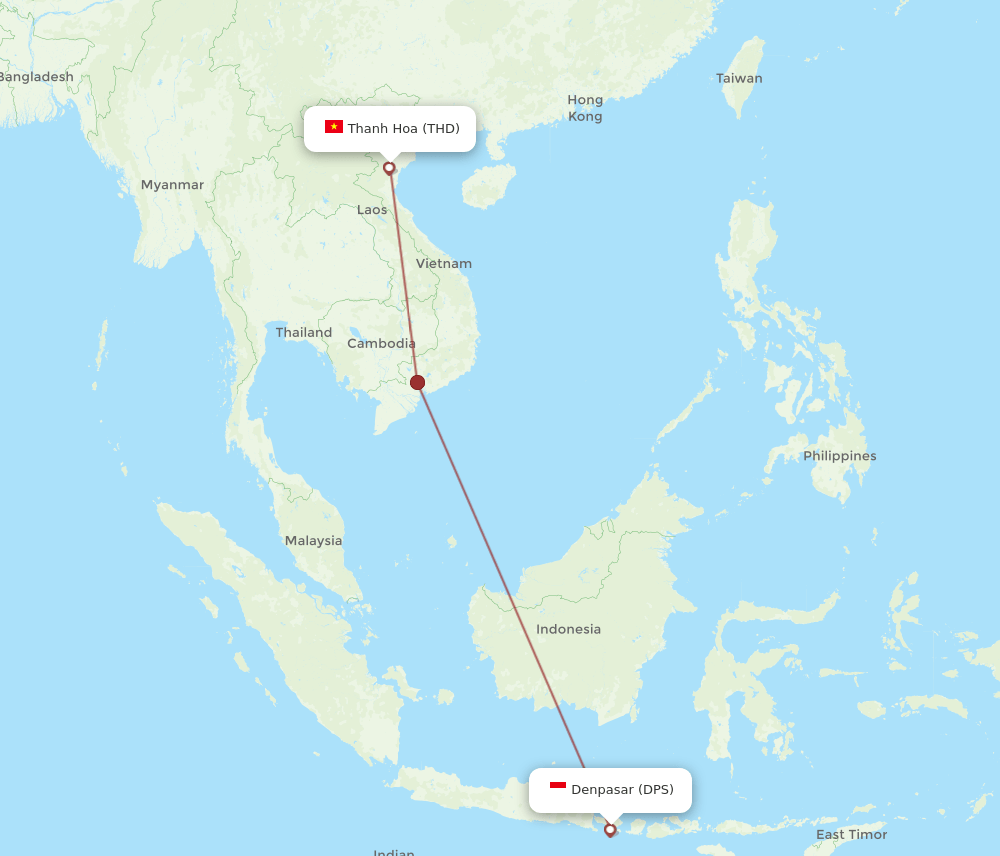 DPS to THD flights and routes map