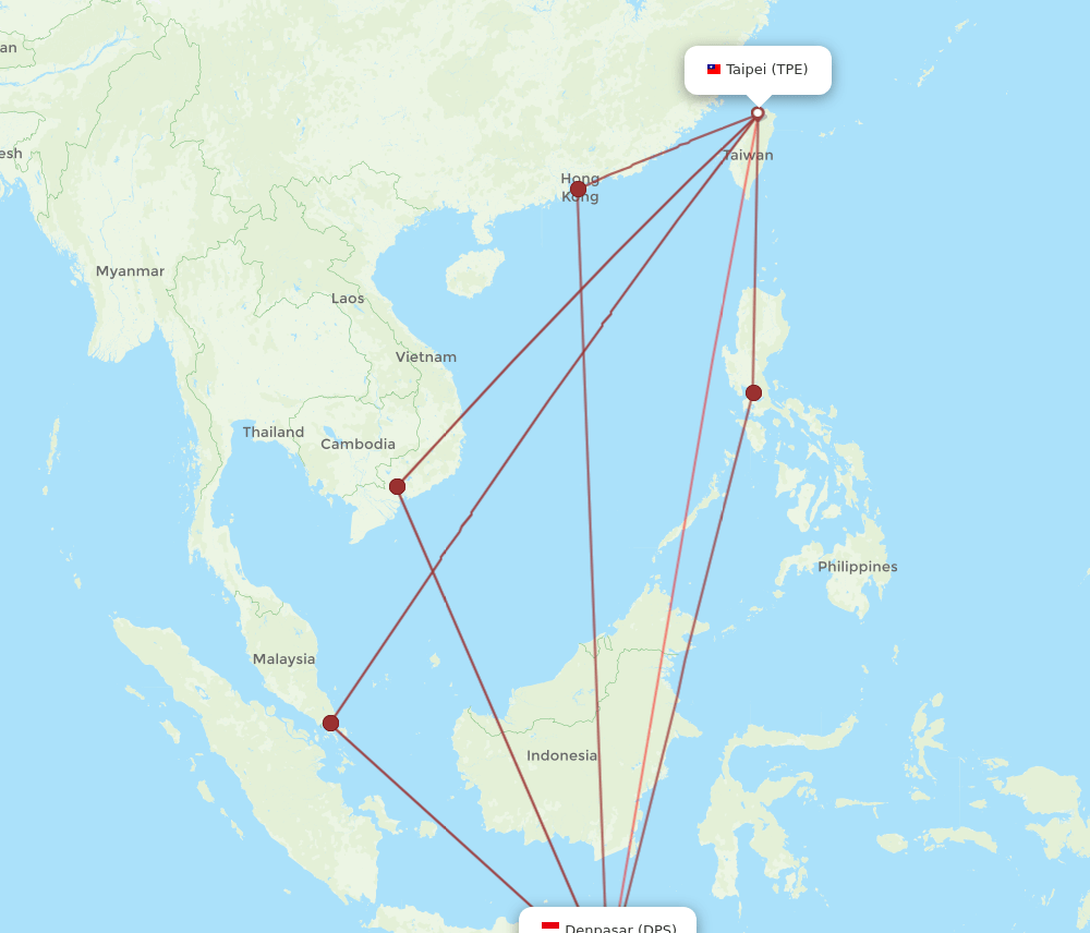 DPS-TPE flight routes