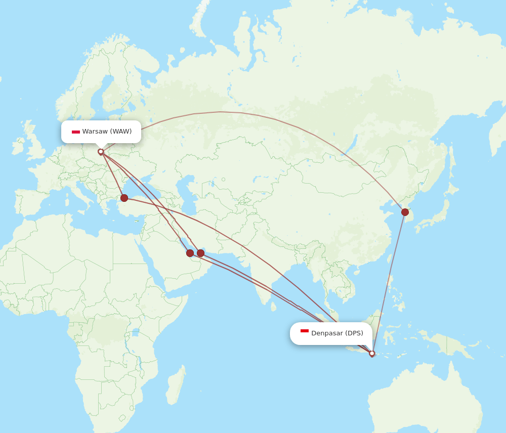 DPS-WAW flight routes