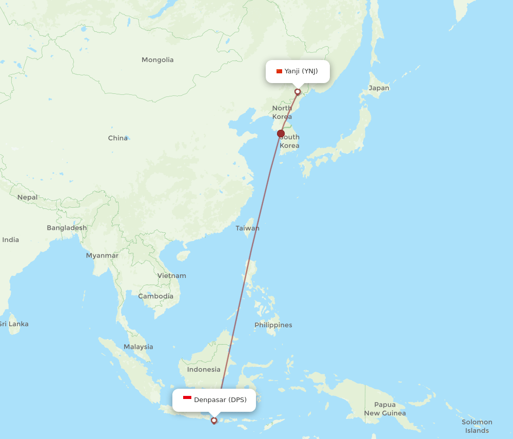 DPS-YNJ flight routes