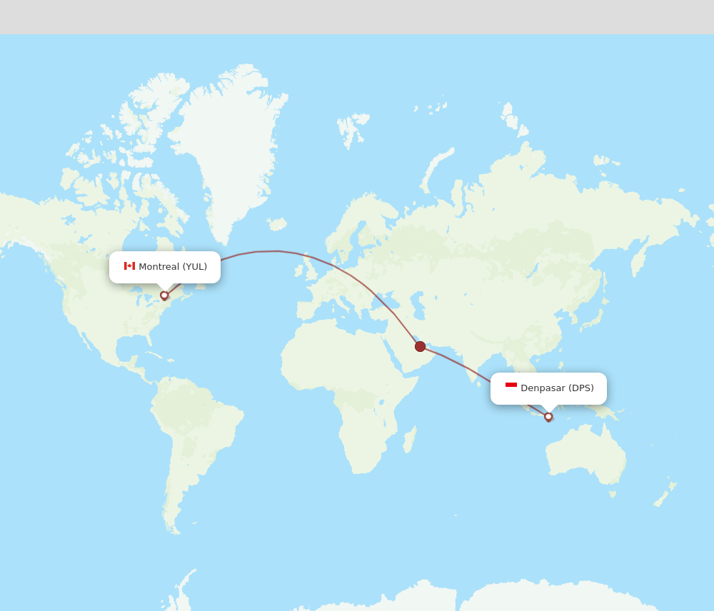 DPS to YUL flights and routes map