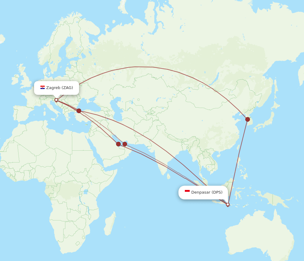 DPS-ZAG flight routes