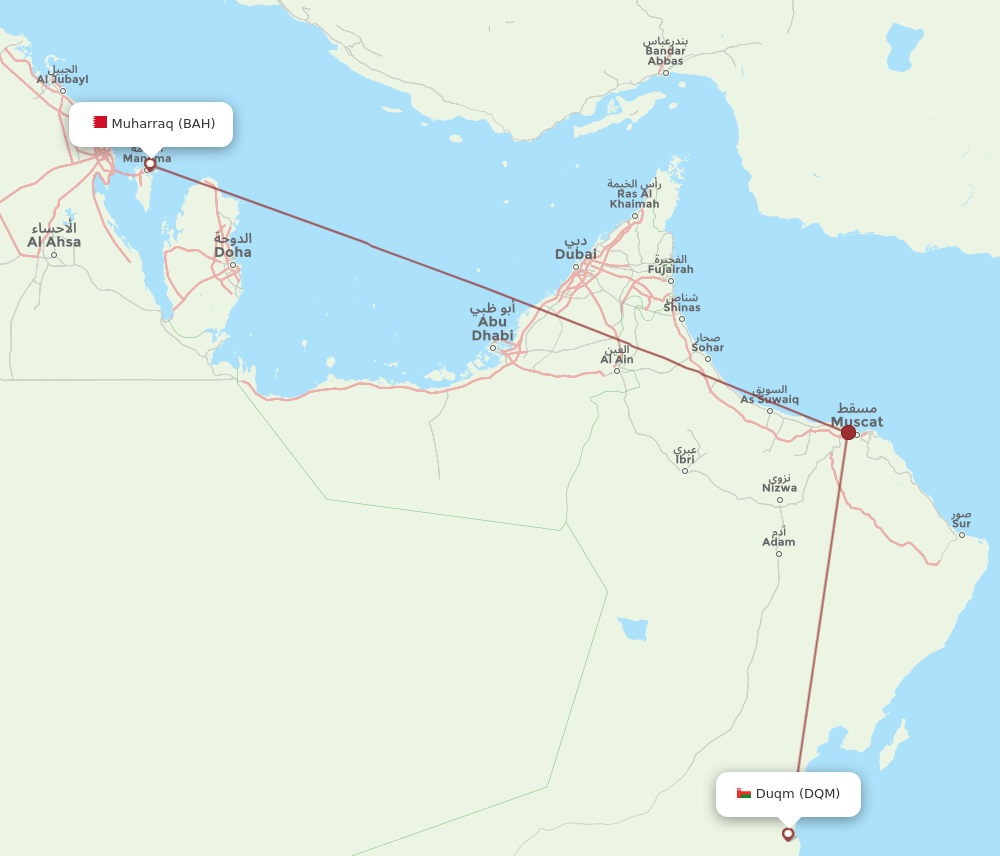 DQM-BAH flight routes