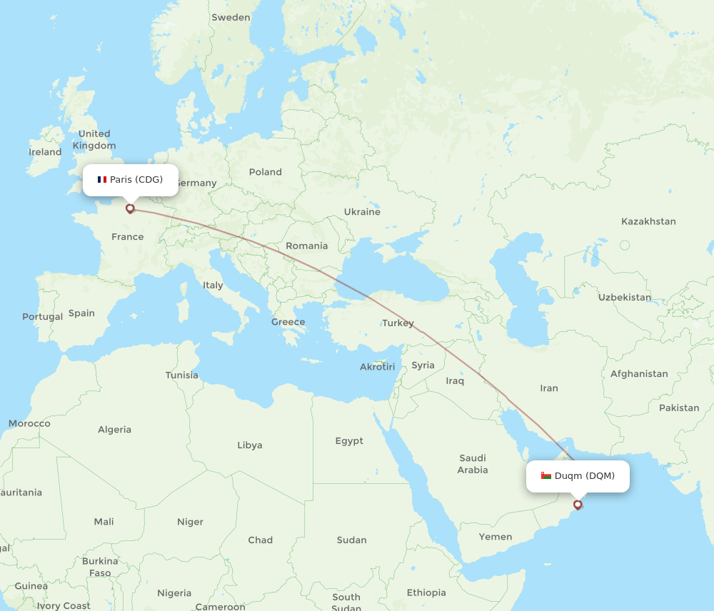 DQM to CDG flights and routes map