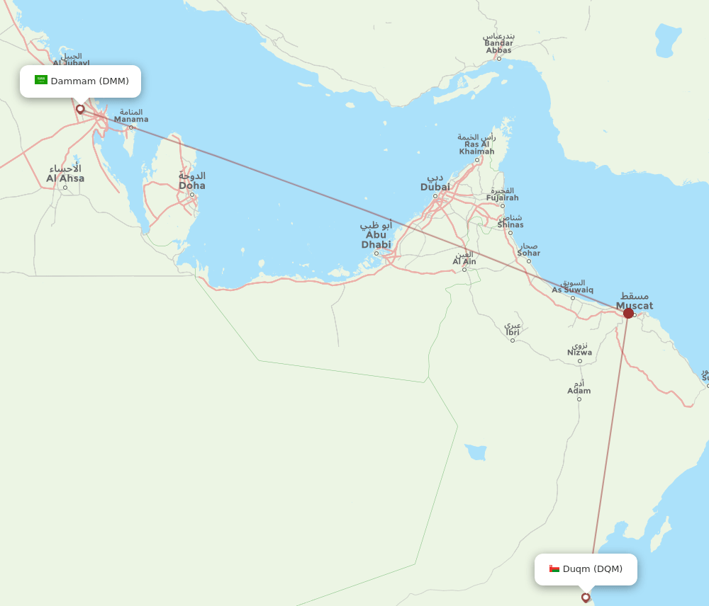 DQM to DMM flights and routes map