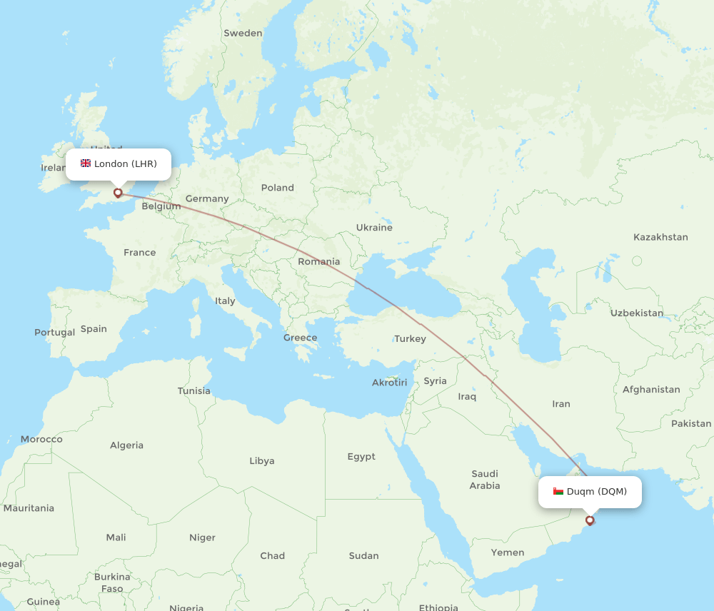 LHR to DQM flights and routes map