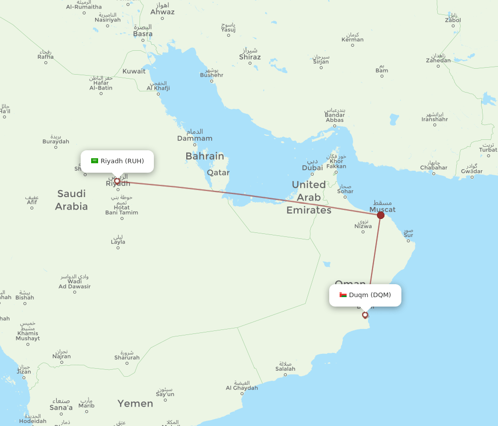 DQM to RUH flights and routes map