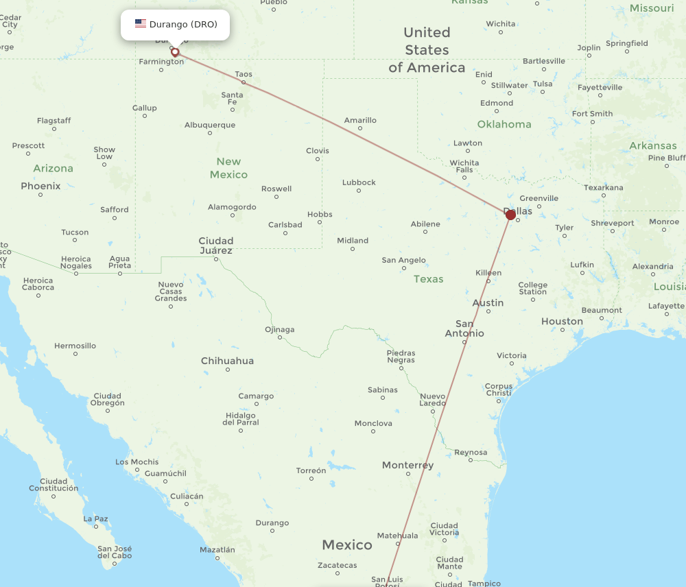 DRO-BJX flight routes