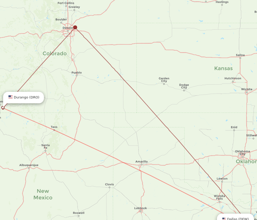 DRO-DFW flight routes