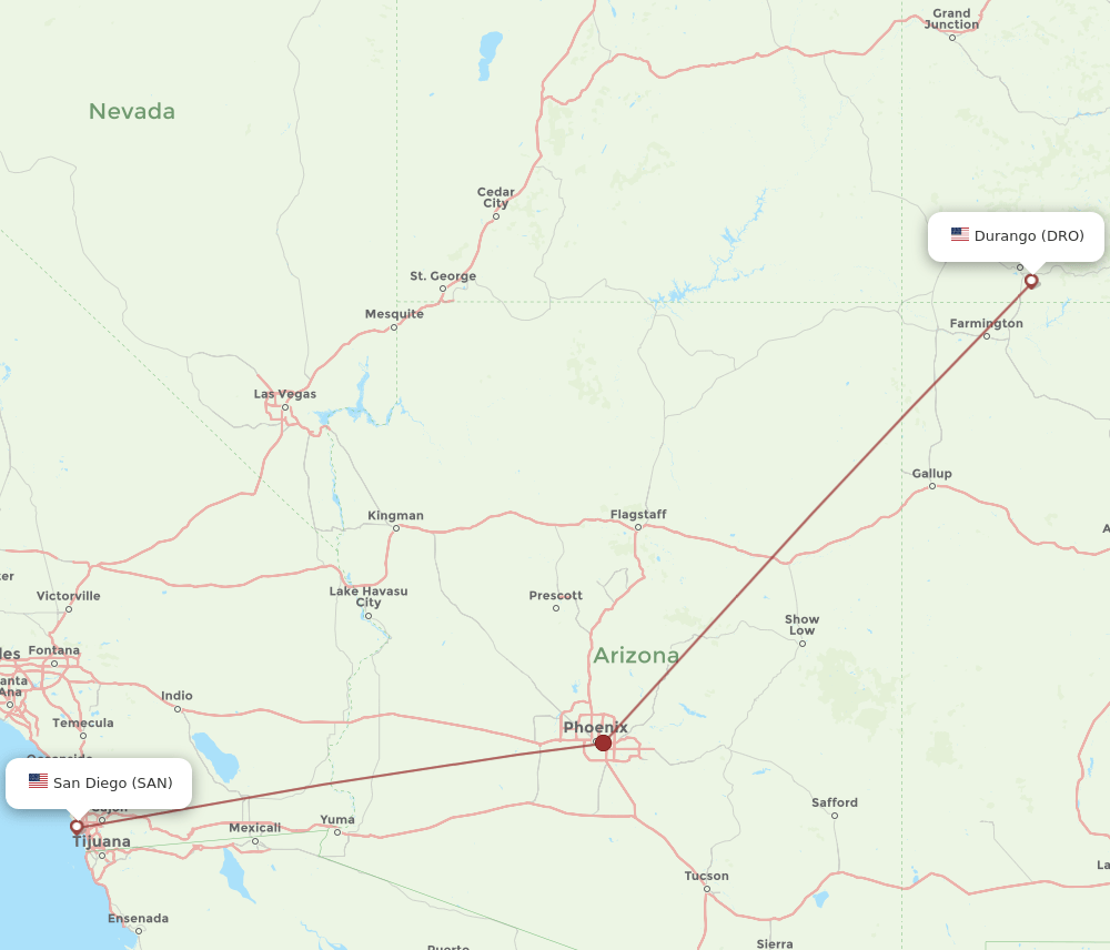 DRO-SAN flight routes