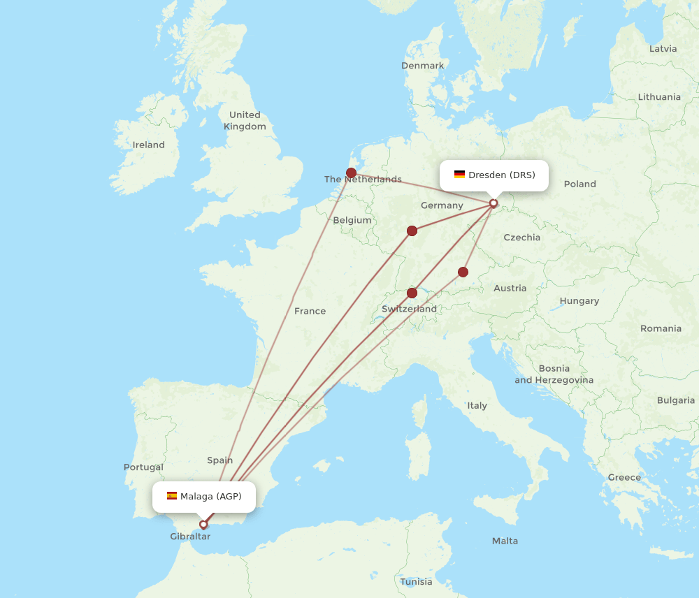 DRS-AGP flight routes