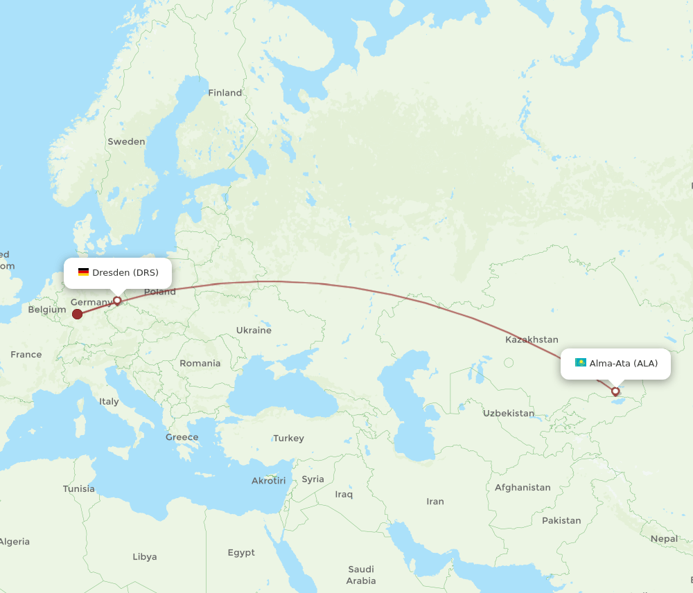 DRS-ALA flight routes
