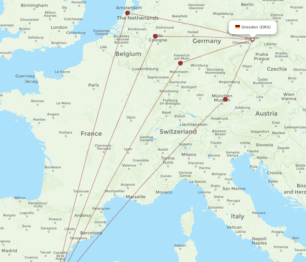 DRS-ALC flight routes