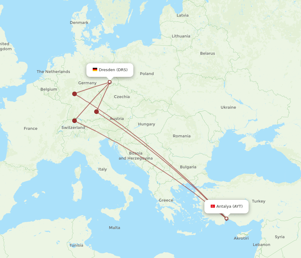 DRS to AYT flights and routes map