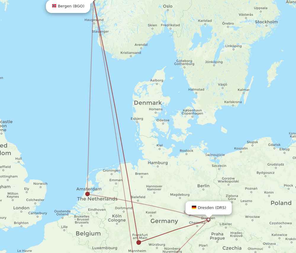 DRS-BGO flight routes