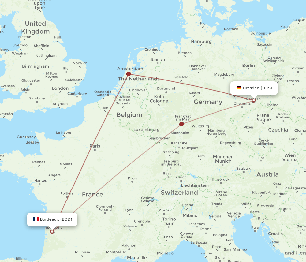 DRS to BOD flights and routes map