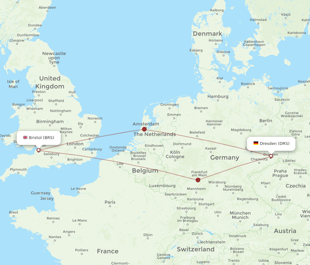 DRS-BRS flight routes