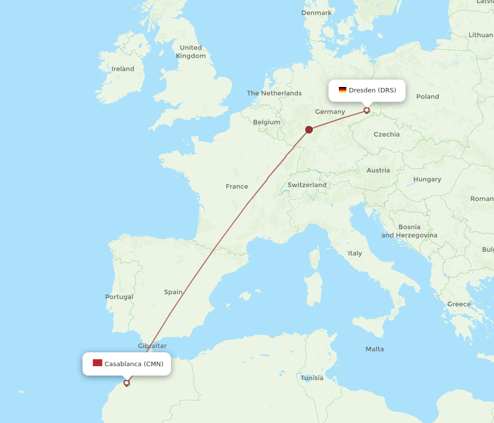 DRS-CMN flight routes