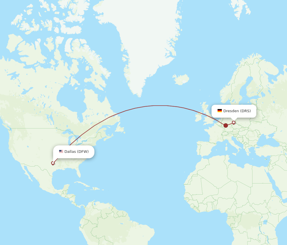 DRS-DFW flight routes