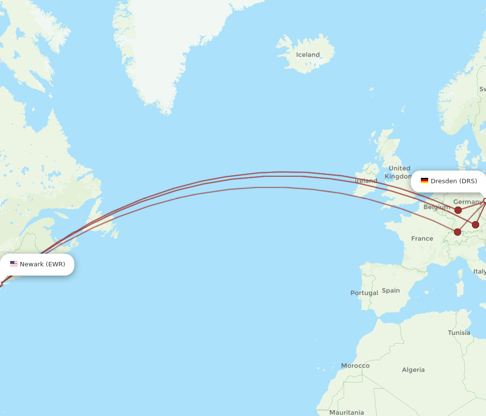 DRS-EWR flight routes
