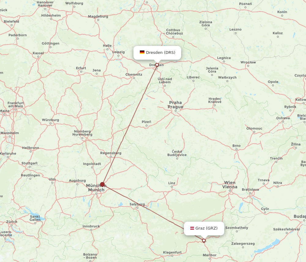 DRS to GRZ flights and routes map