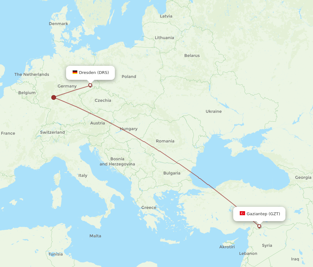DRS to GZT flights and routes map