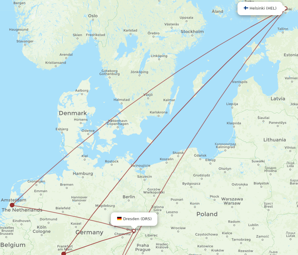 DRS-HEL flight routes