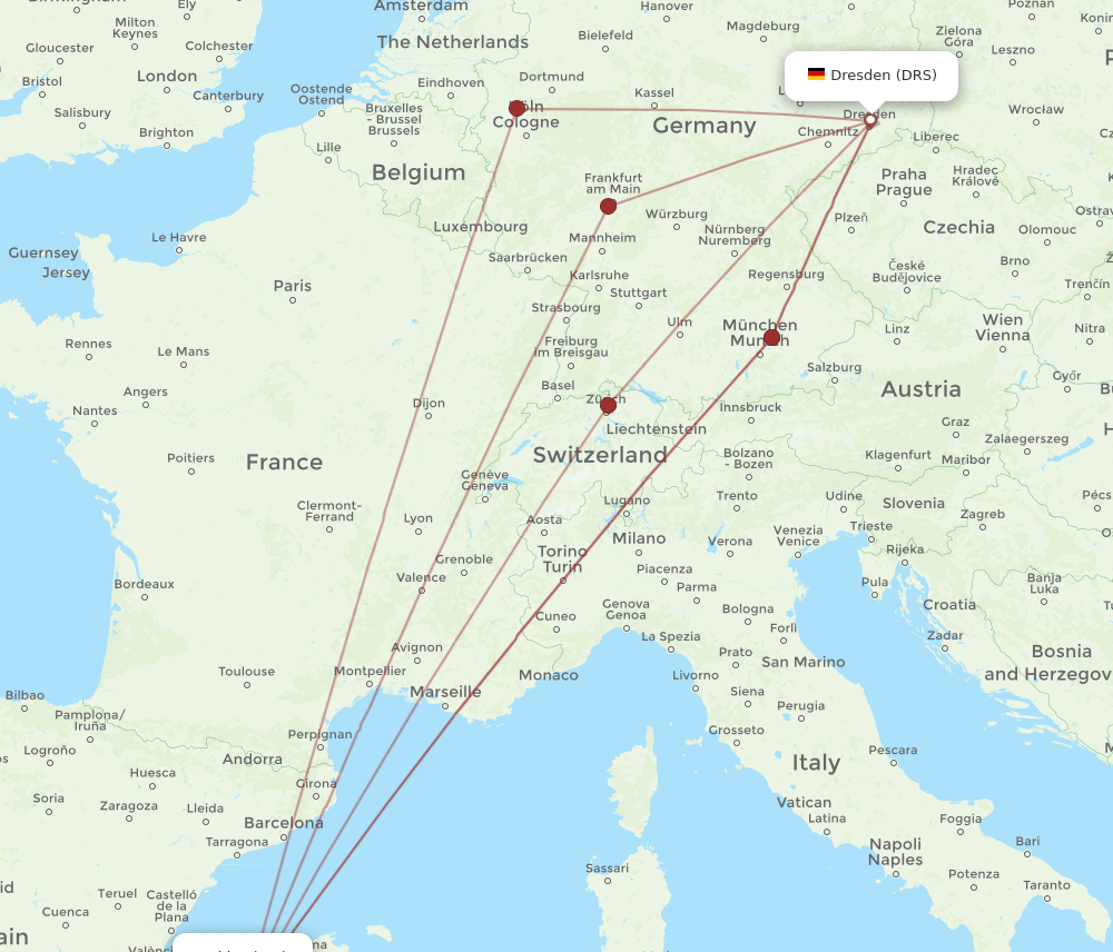 DRS-IBZ flight routes