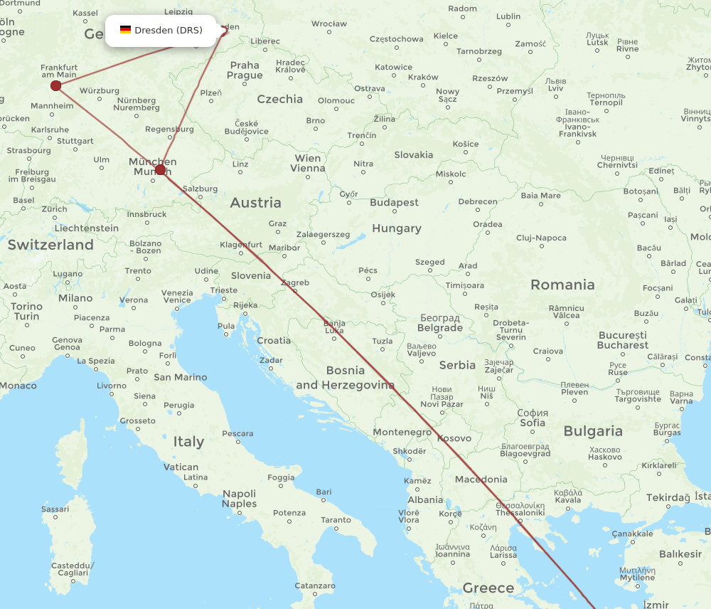 DRS to KGS flights and routes map