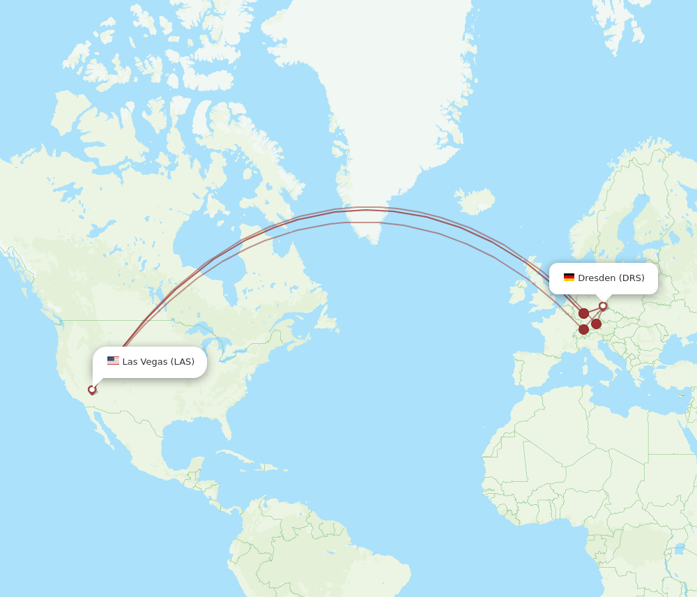 DRS to LAS flights and routes map