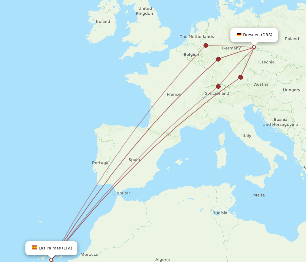 DRS-LPA flight routes